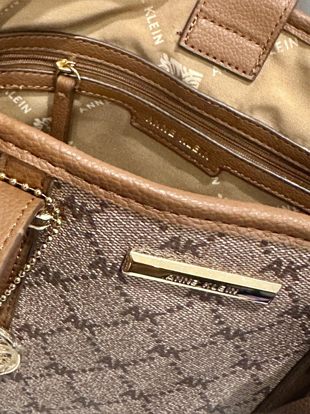 Anne Klein Brown 3-in-1 Satchel Crossbody Handbag Set | Removable Pouch & Wallet